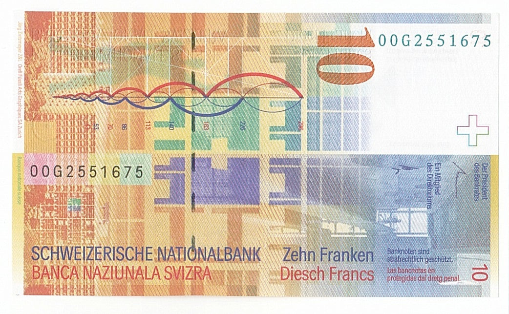 Switzerland, 10 Franken, 2000, KM #67a, UNC(65-70), 00G2551675