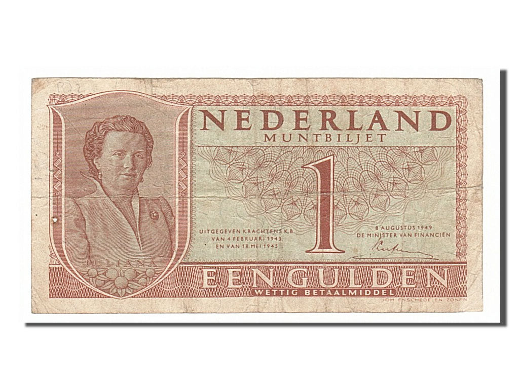 Netherlands, 1 Gulden, 1949, KM #72, 1949-08-08, VF(30-35), 4JF088447
