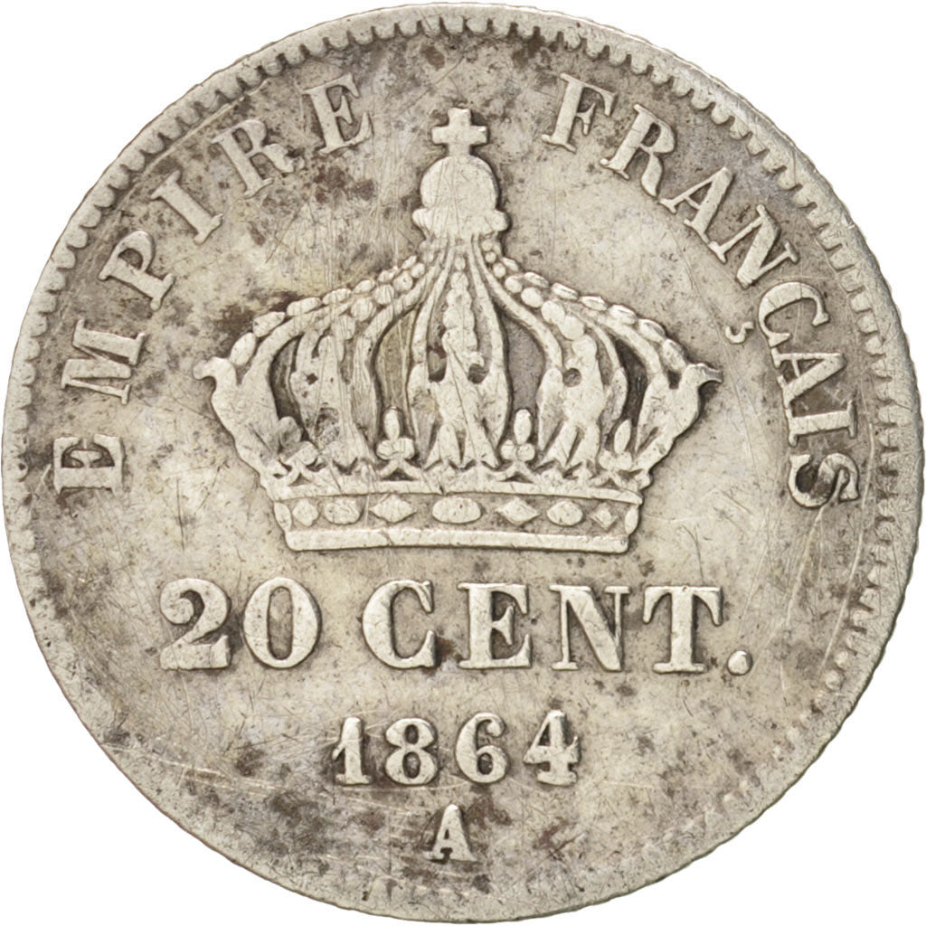 Coin, France, Napoleon III, Napoléon III, 20 Centimes, 1864, Paris, F(12-15)