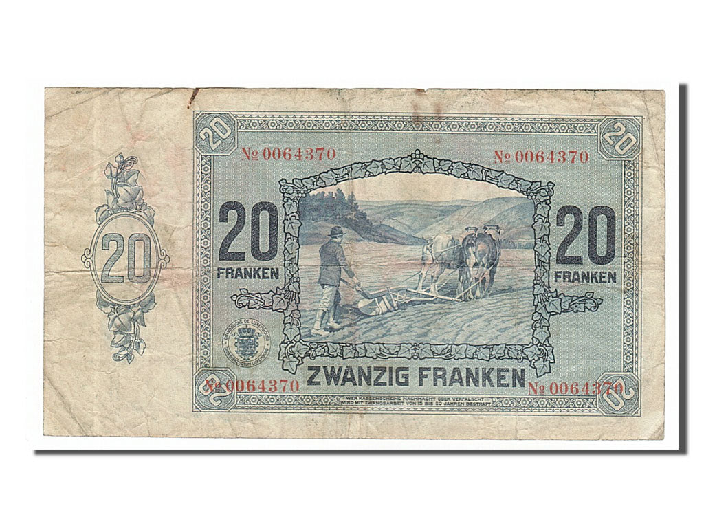 Banknote, Luxembourg, 20 Francs, 1929, 1939-10-01, VF(30-35)