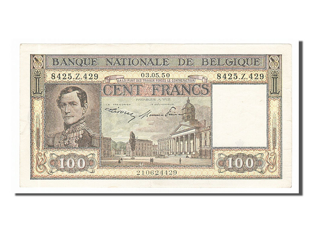 Banknote, Belgium, 100 Francs, 1950, 1950-05-03, AU(55-58)