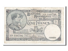 Belgium, 5 Francs, 1938, KM #108a, 1938-05-09, VF(30-35), S16