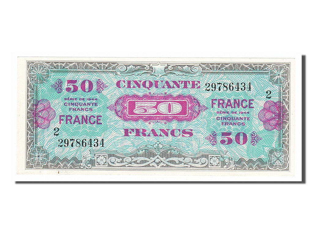 France, 50 Francs, 1944 Flag/France, 1945, KM #122b, 1945-06-04, UNC(65-70),...