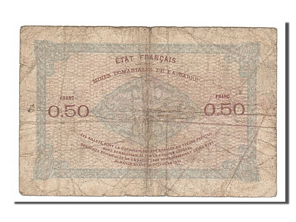 Saar, 50 Centimes, 1947 Sarre, KM #1, F(12-15), A168105, Fayette #VF 50.1,...