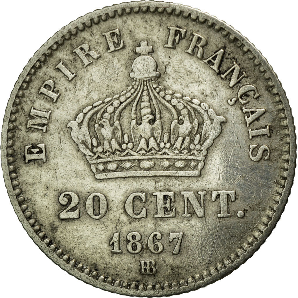 Coin, France, Napoleon III, Napoléon III, 20 Centimes, 1867, Strasbourg