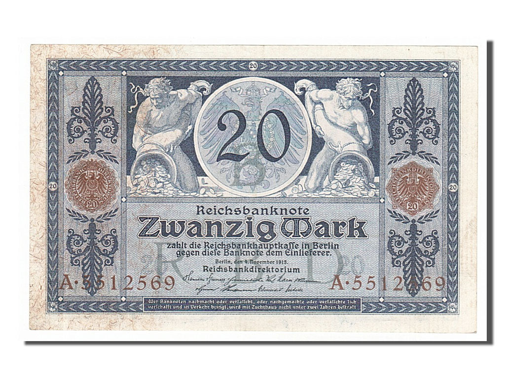 Germany, 20 Mark, 1915, KM #63, 1918-11-04, UNC(63), A 5512569