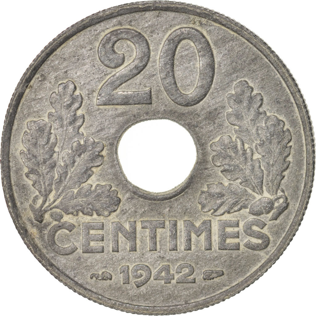 France, État français, 20 Centimes, 1942, Paris, SUP, Zinc, KM:900.1,Gadoury321