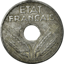 Monnaie, France, État français, 20 Centimes, 1943, Paris, TTB+, Zinc