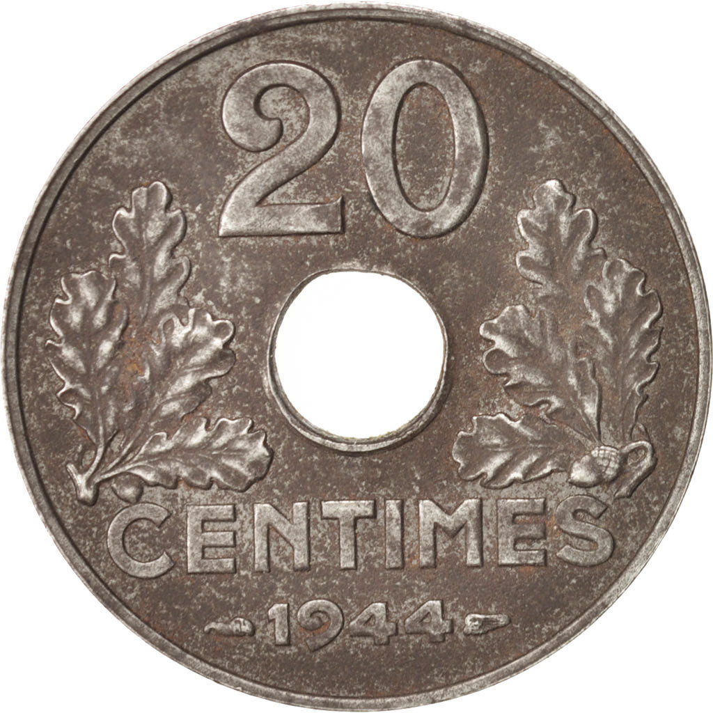 France, État français, 20 Centimes, 1944, EF(40-45), Iron, KM:900.2a, Gadoury322