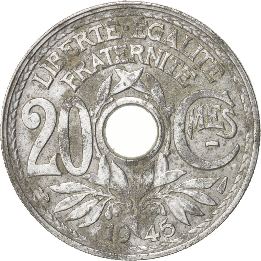 Francia, Lindauer, 20 Centimes, 1945, MB, Zinco, KM:907.1, Gadoury:324