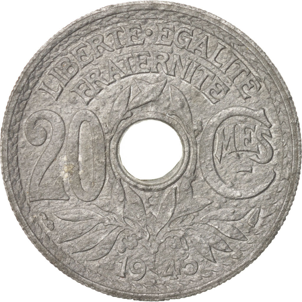 France, Lindauer, 20 Centimes, 1945, AU(50-53), Zinc, KM:907.1, Gadoury:324
