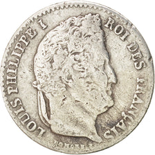 France, Louis-Philippe, 1/4 Franc, 1836, Paris, VF(20-25), Silver, KM:740.1
