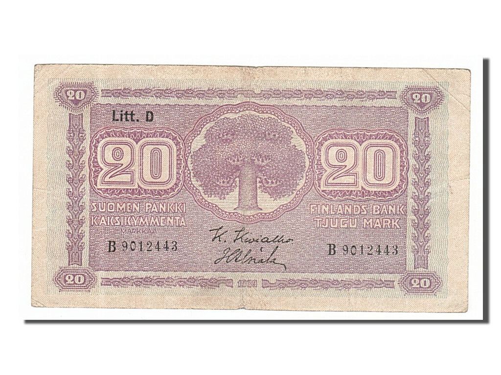 Finland, 20 Markkaa, 1939, KM #71a, EF(40-45), B9012443