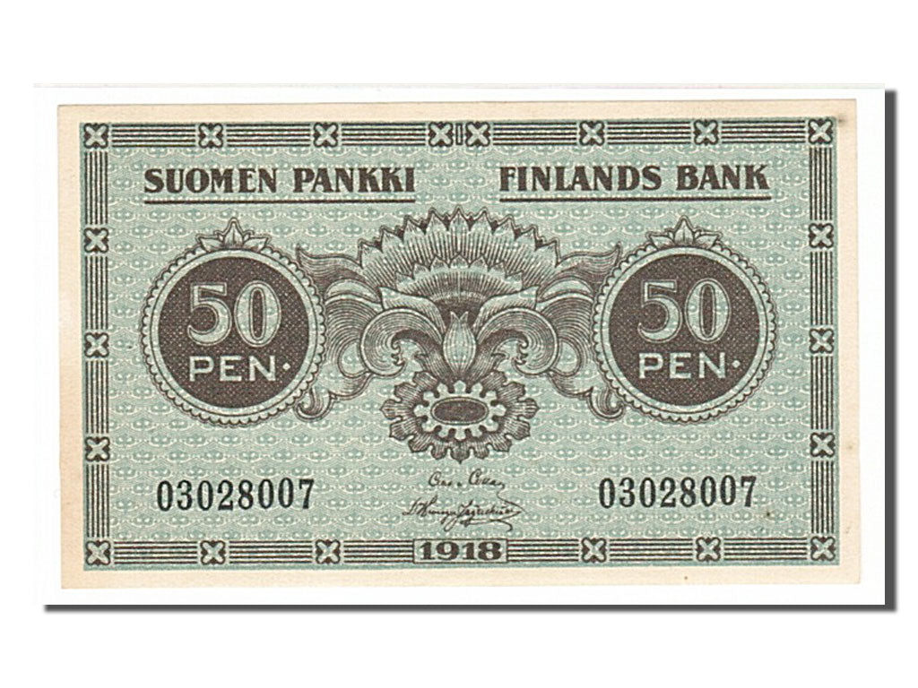 Finland, 50 Penniä, 1918, KM #34, UNC(63), 03028007