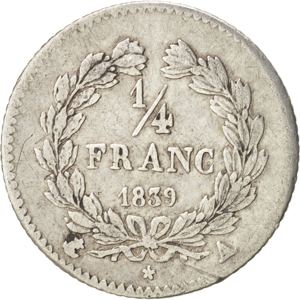 Monnaie, France, Louis-Philippe, 1/4 Franc, 1839, Paris, TTB, Argent, KM:740.1