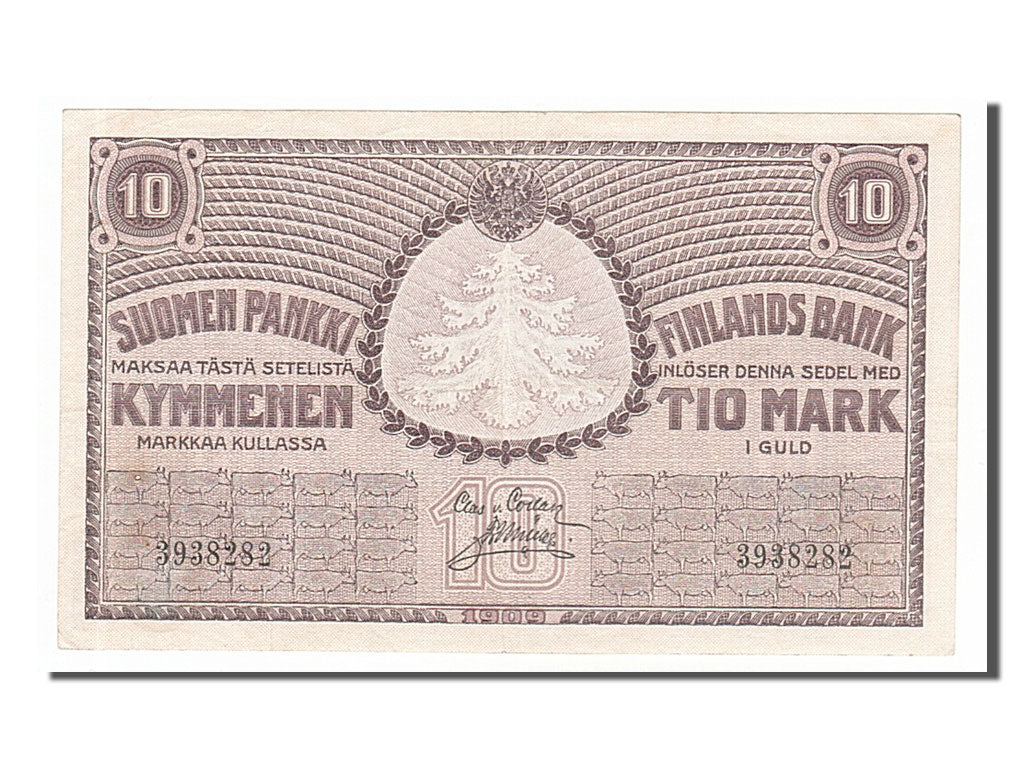 Finland, 10 Markkaa, 1909, KM #10b, EF(40-45), 3938282