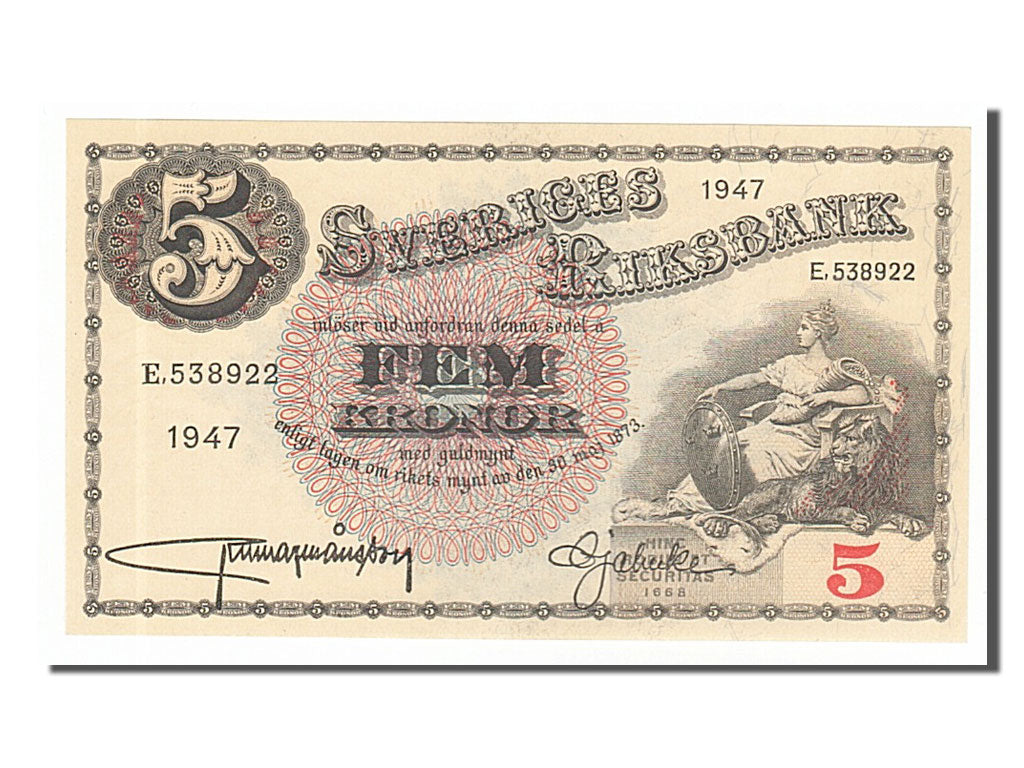 Svezia, 5 Kronor, 1947, FDS