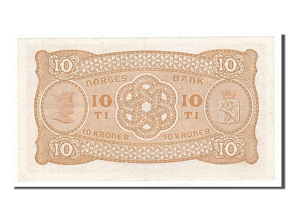 Norway, 10 Kroner, 1939, KM #8c, AU(55-58), Z4609420