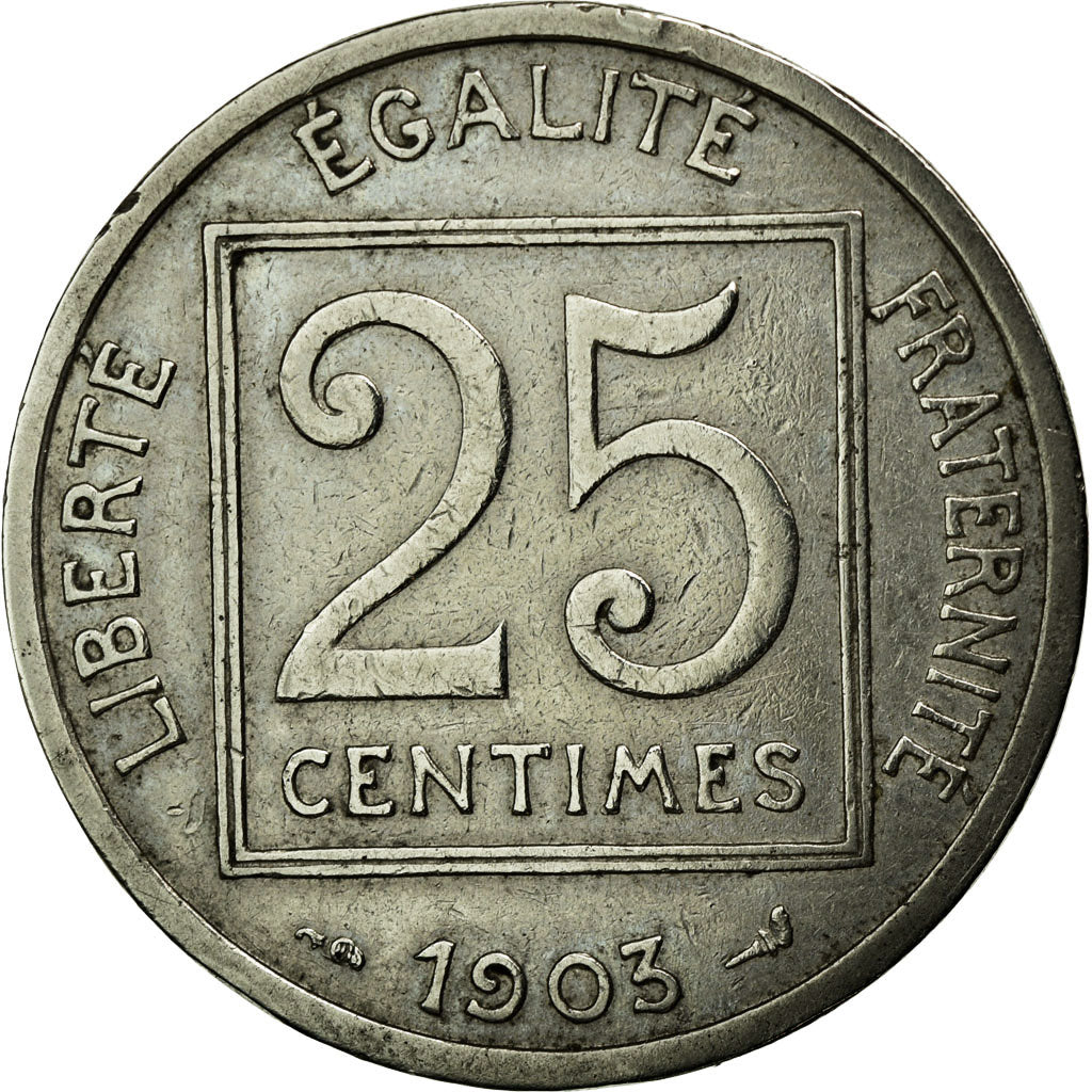Münze, Frankreich, Patey, 25 Centimes, 1903, Paris, SS, Nickel, KM:855