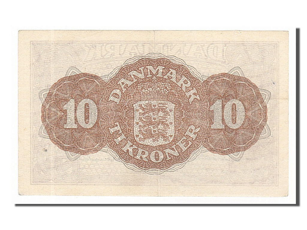 Denmark, 10 Kroner, 1944, KM #36a, AU(50-53), AS 157600