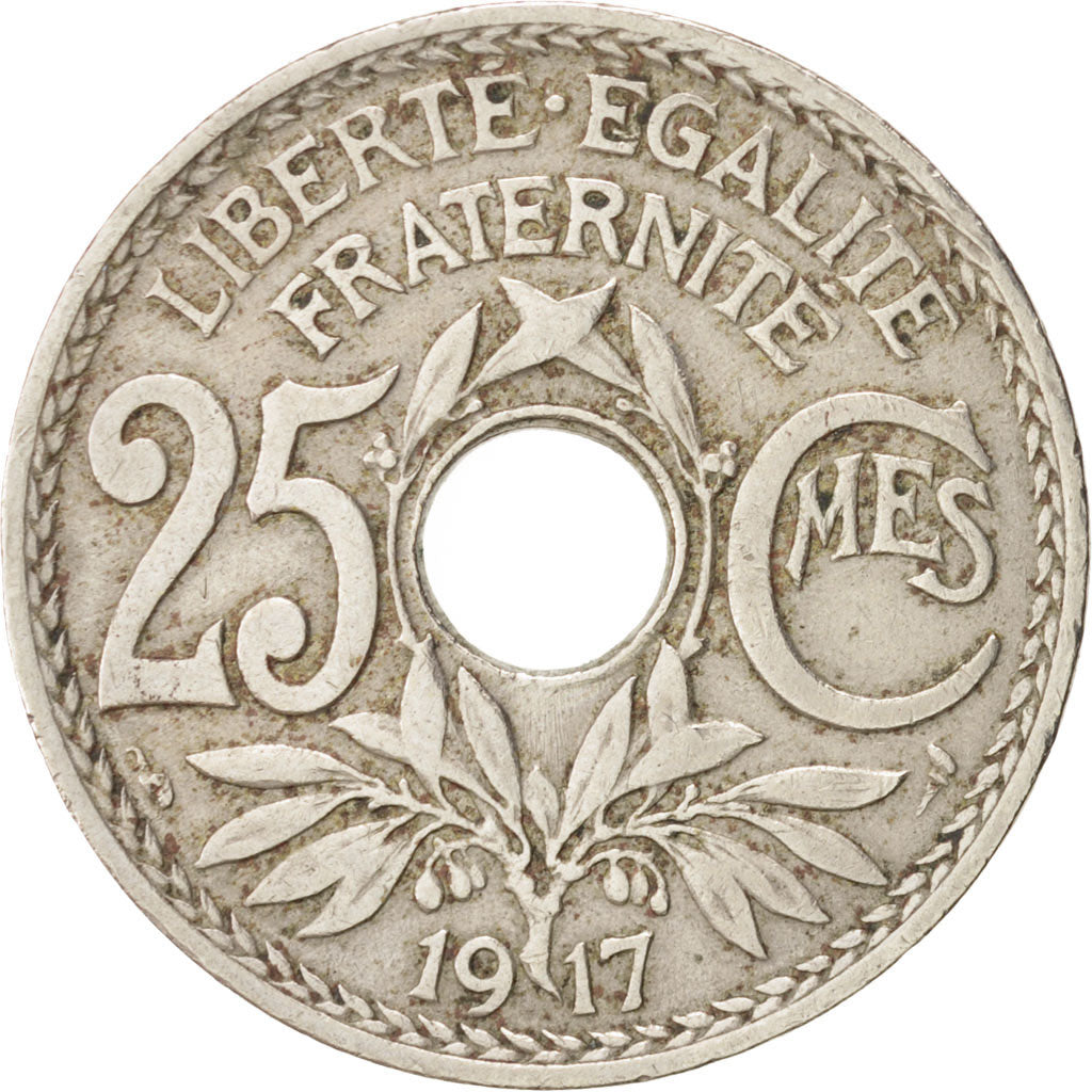 Francia, Lindauer, 25 Centimes, 1917, MB+, Rame-nichel, KM:867a, Gadoury:380