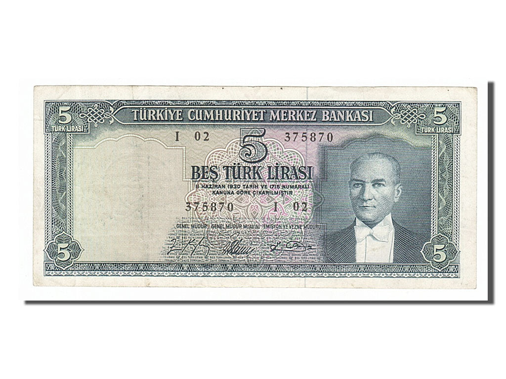 Turkey, 5 Lira, 1965, KM #174a, 1965-01-04, EF(40-45), I02