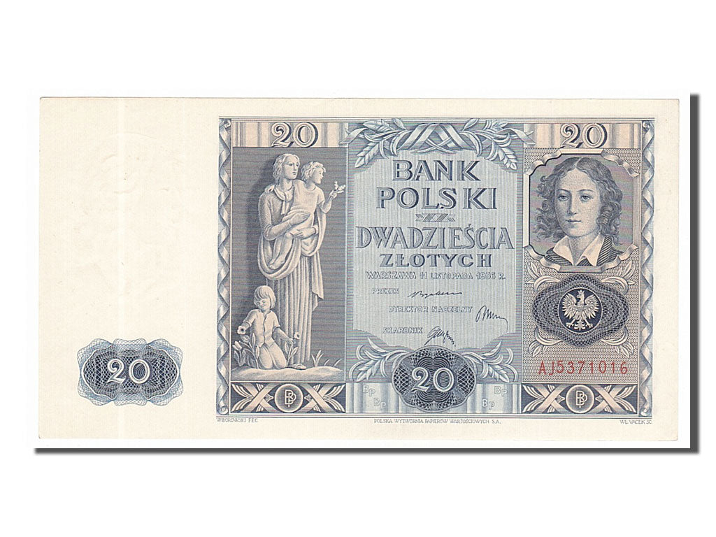 Pologne, 20 Zlotych type 1936