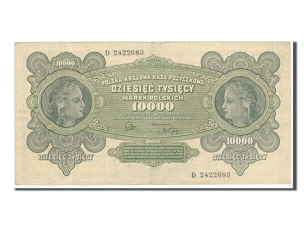 Banknote, Poland, 10,000 Marek, 1922, 1922-03-11, AU(50-53)