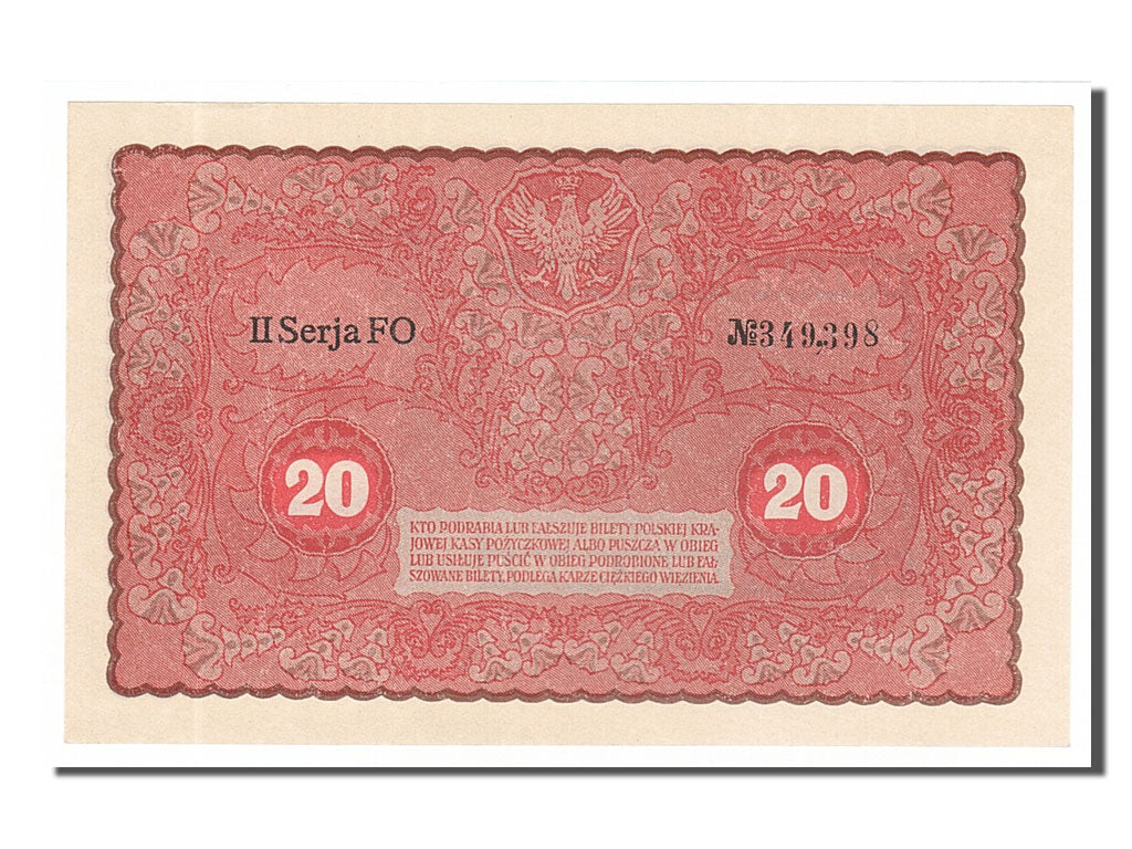 Poland, 20 Marek, 1919, KM #26, 1919-08-23, UNC(65-70), FO
