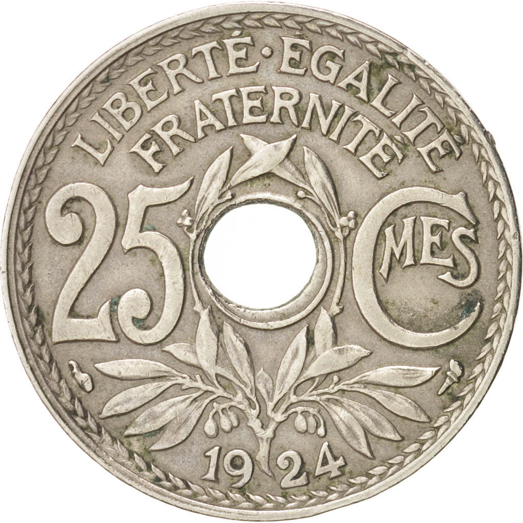 France, Lindauer, 25 Centimes, 1924, EF(40-45), Copper-nickel,KM:867a,Gadoury380