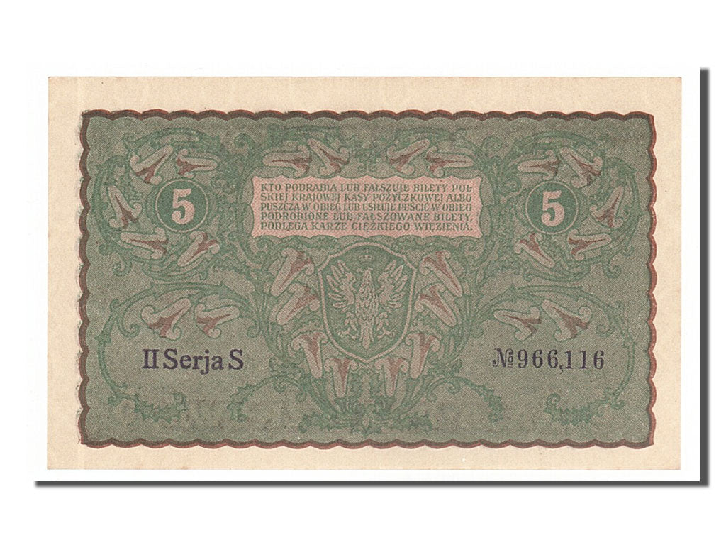 Poland, 5 Marek, 1919, KM #24, 1919-08-23, UNC(65-70), S