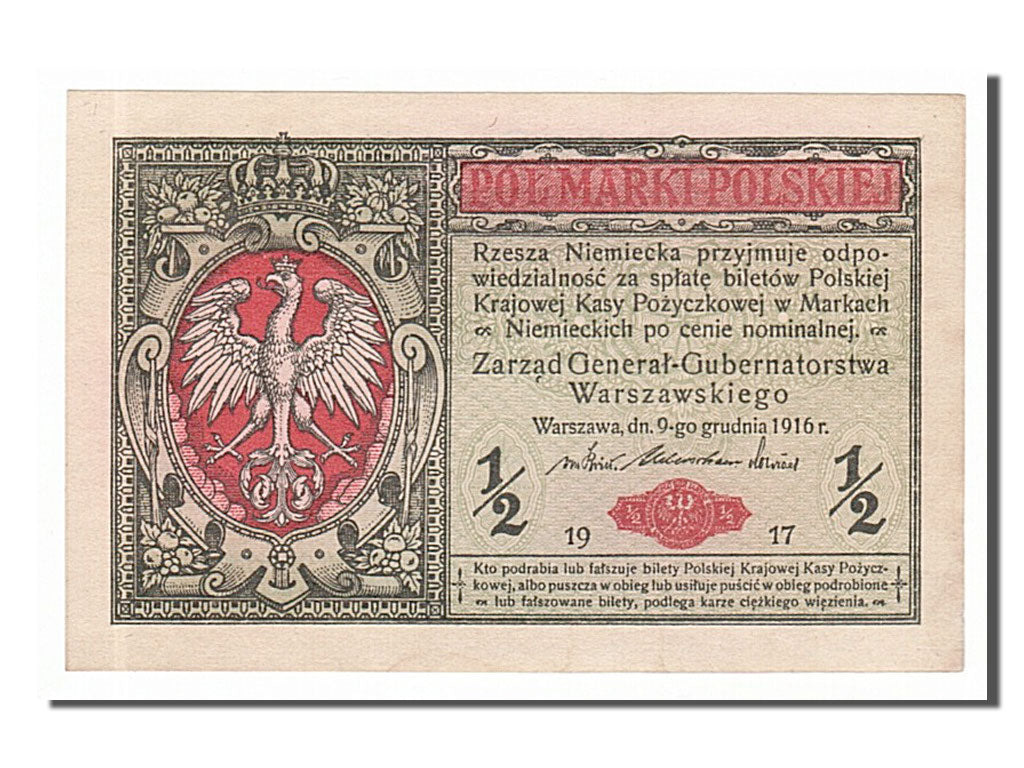Polonia, 1/2 Marki, 1917, SPL