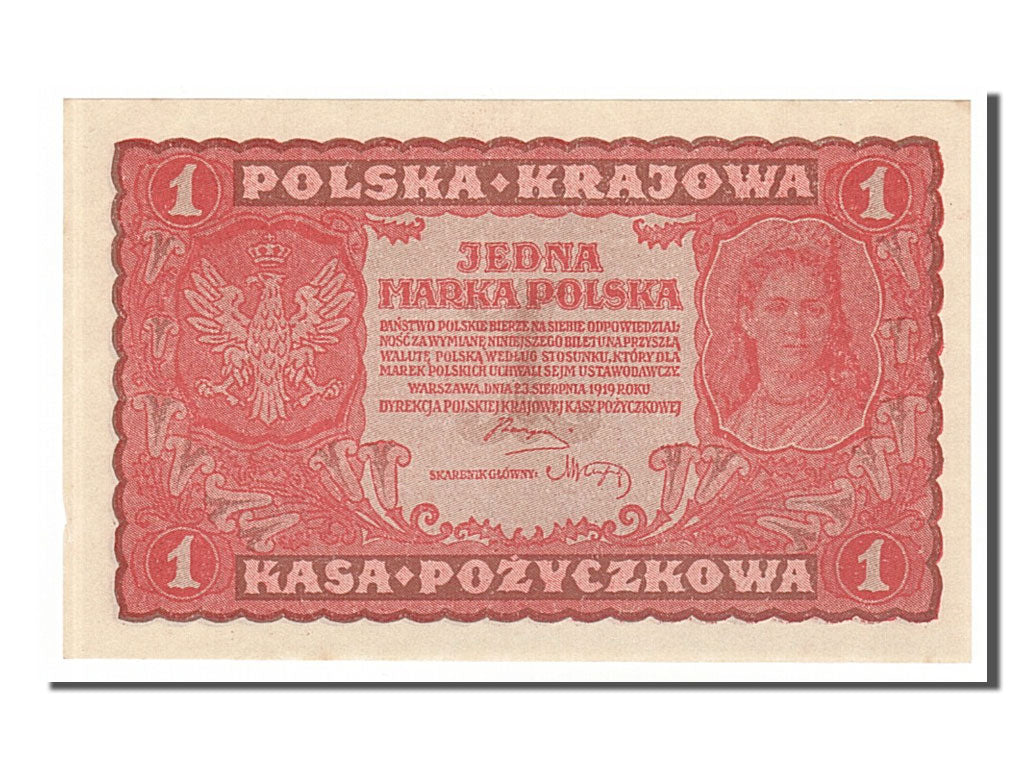 Poland, 1 Marka, 1919, KM #23, 1919-08-23, UNC(63), K