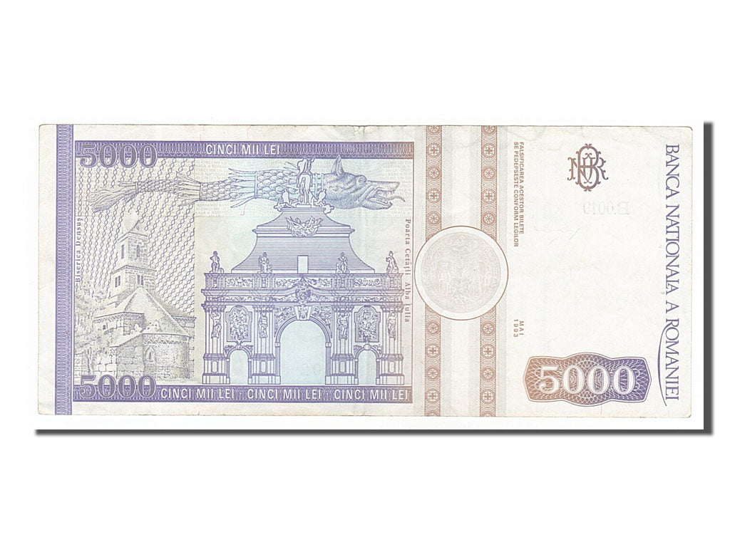 Romania, 5000 Lei, 1993, KM #104a, 1993-05-01, AU(50-53), 012802