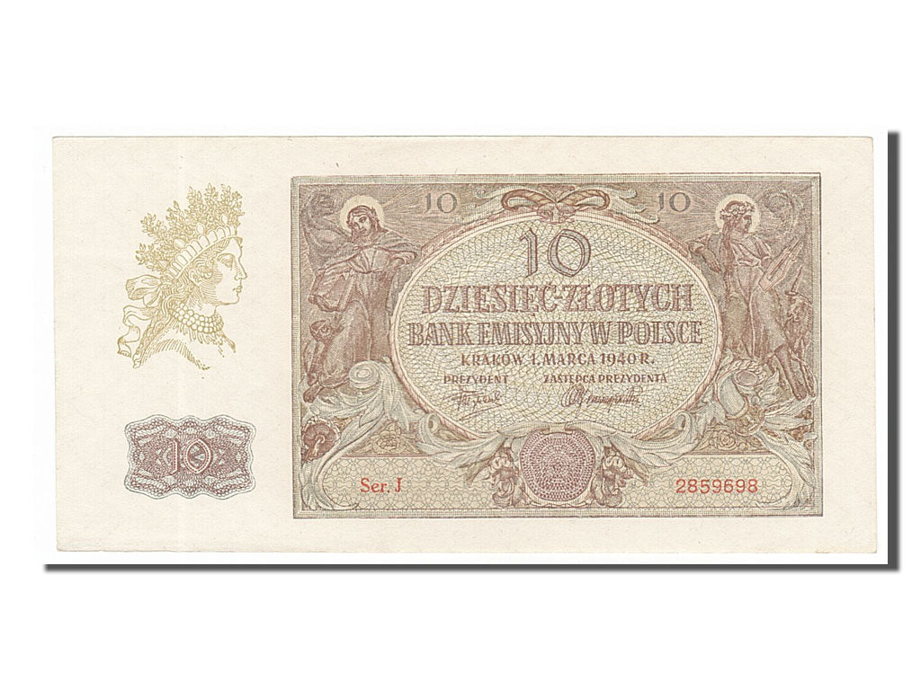 Poland, 10 Zlotych, 1940, KM #94, 1940-03-01, UNC(63), J 2859698
