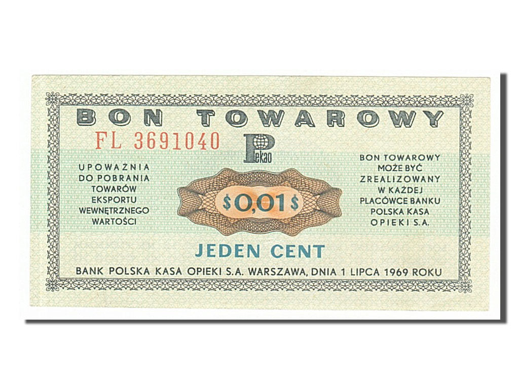 Poland, 1 Cent, 1969, KM #FX21, UNC(60-62), FL 3691040