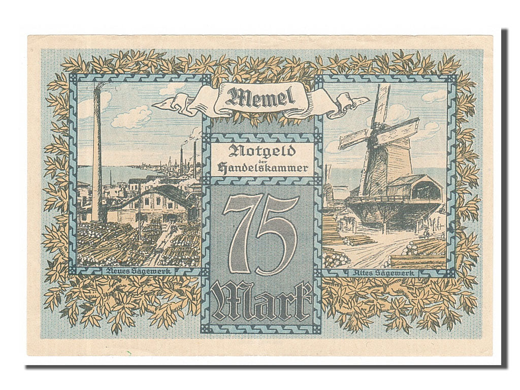 Banknote, Memel, 75 Mark, 1922, 1922-02-12, AU(55-58)