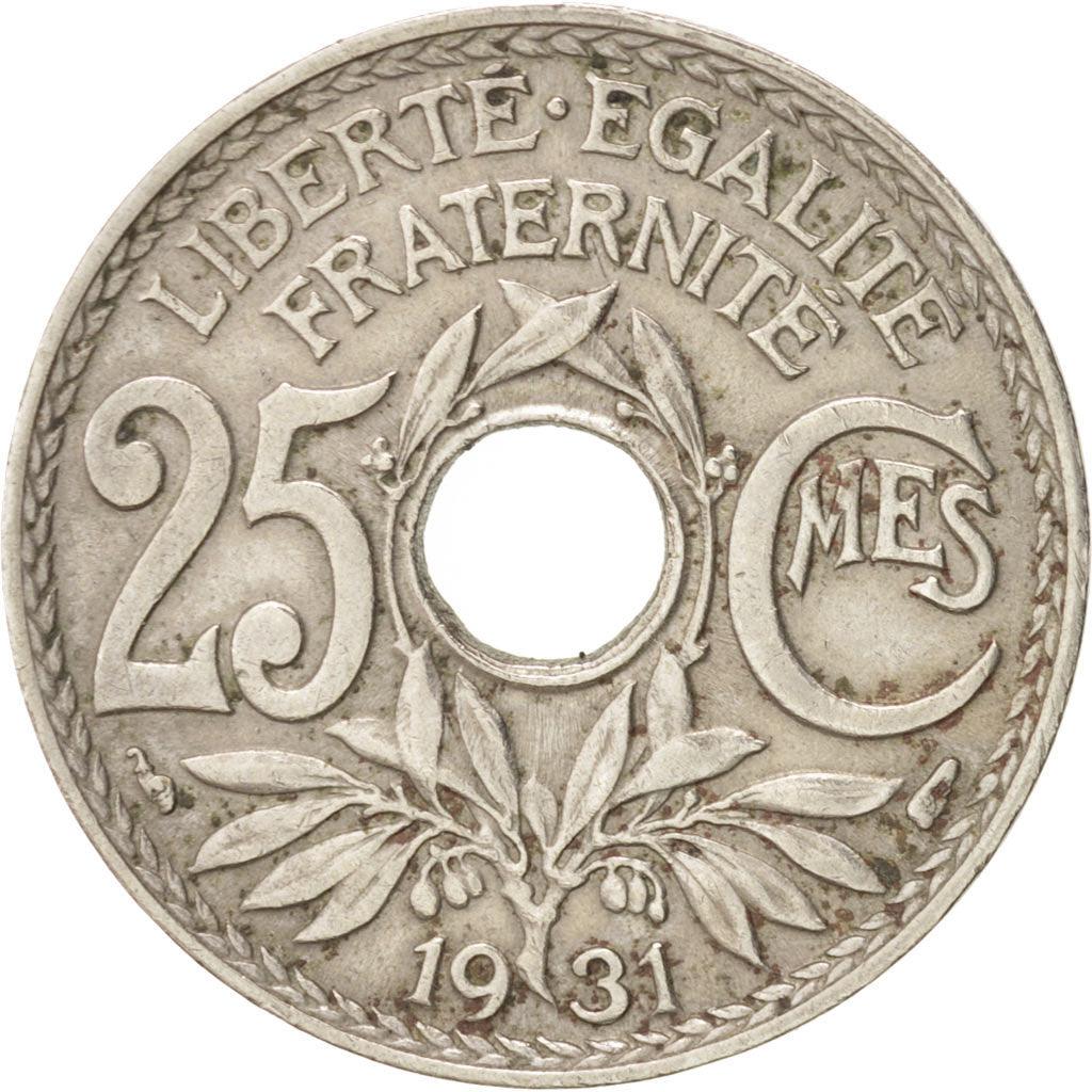 France, Lindauer, 25 Centimes, 1931, VF(30-35), Copper-nickel,KM867a,Gadoury380