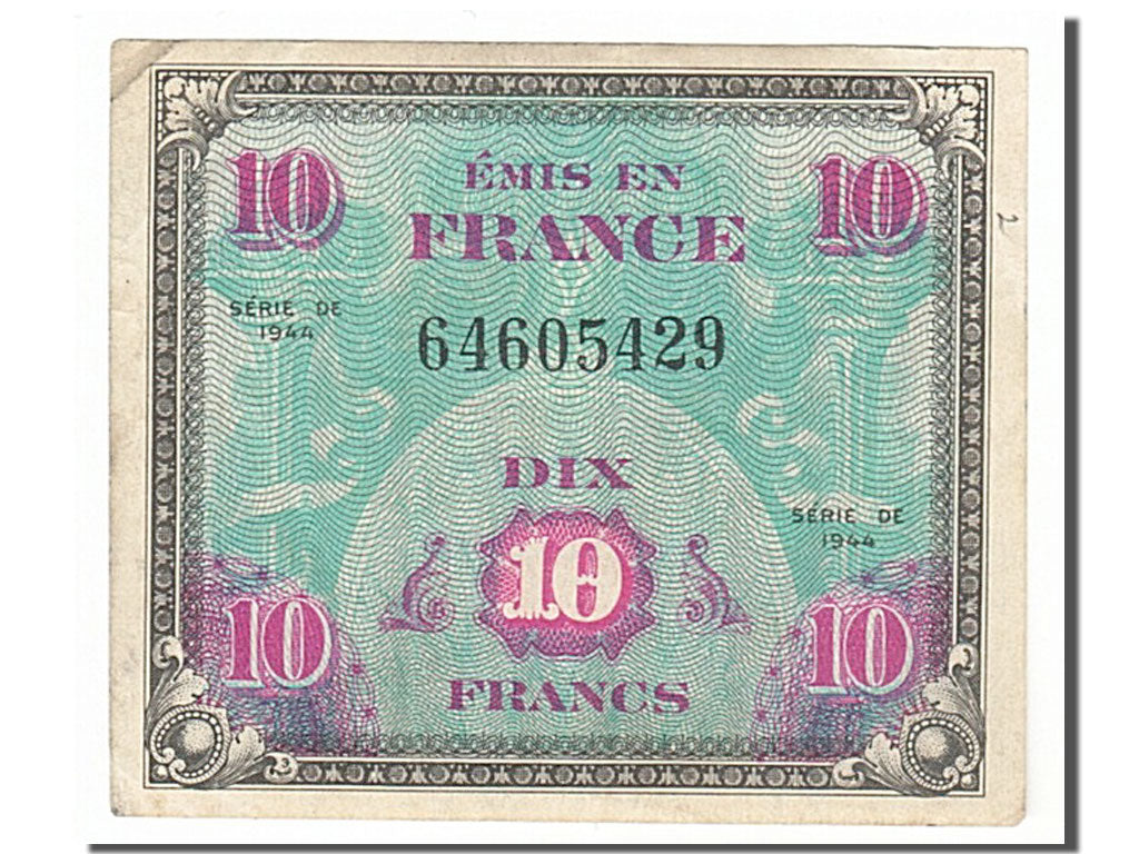 France, 10 Francs, 1944 Flag/France, 1944, KM #116a, 1944-06-01, AU(50-53),...