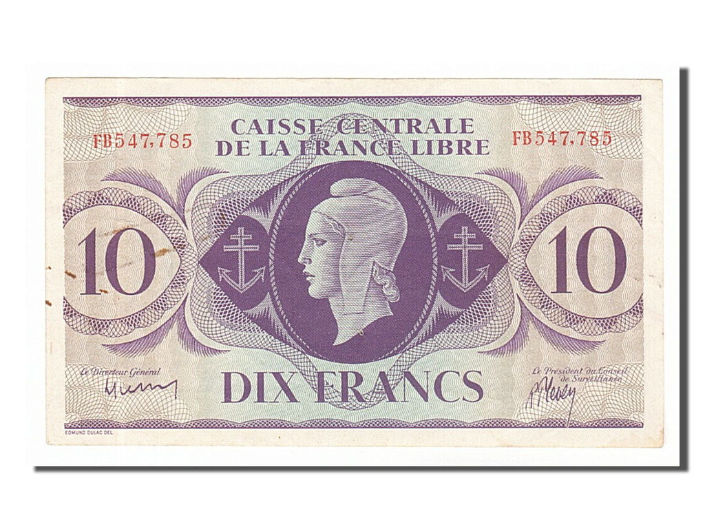French Equatorial Africa, 10 Francs, 1941, KM #11a, 1941-12-02, EF(40-45), FB...