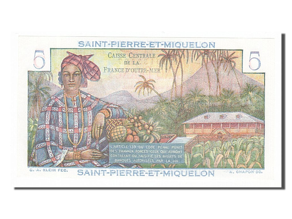 Saint Pierre and Miquelon, 5 Francs, 1950, KM #22, UNC(65-70), B.81