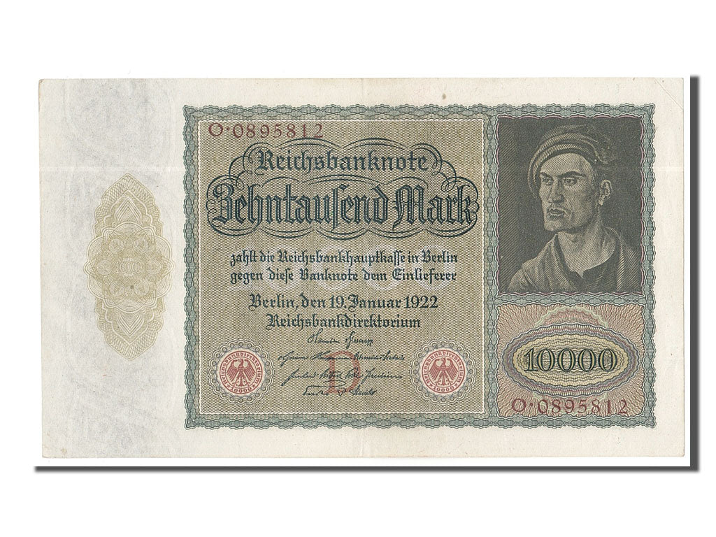 Germany, 10,000 Mark, 1922, KM #70, 1922-01-19, UNC(60-62), O 0895812