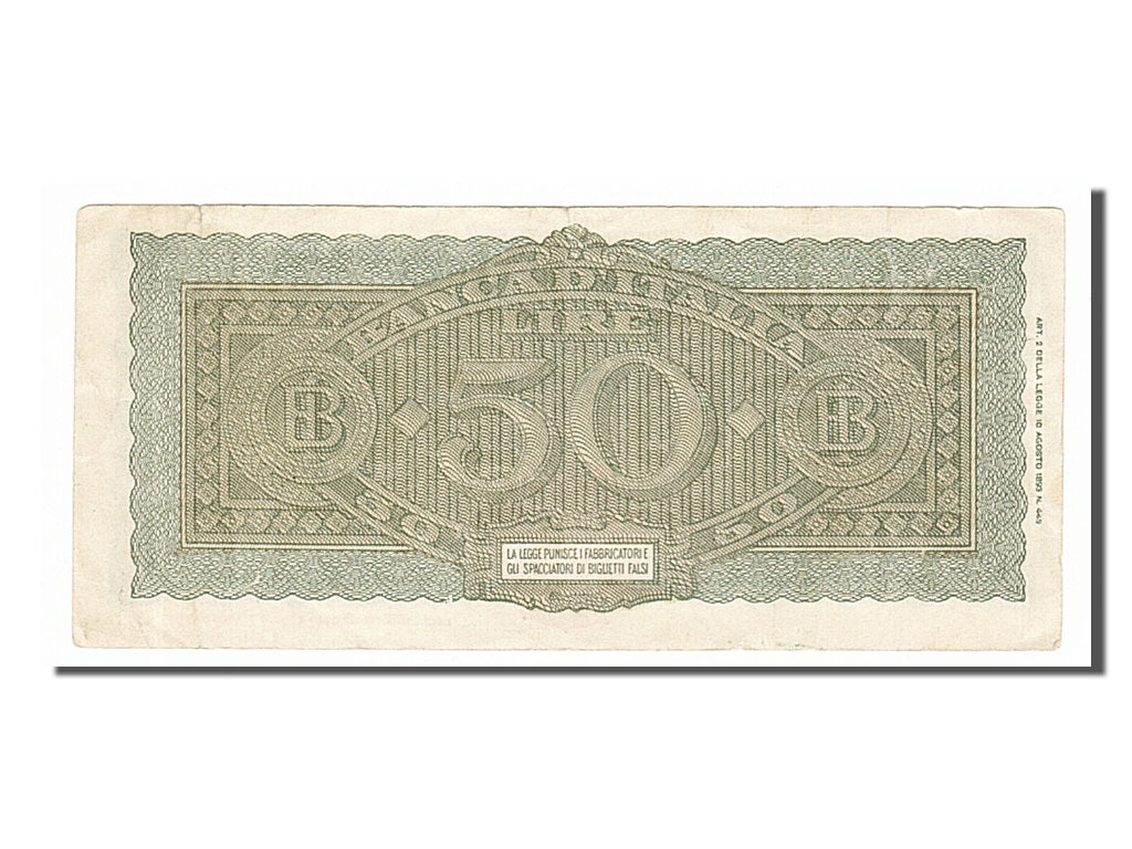 Italy, 50 Lire, 1944, KM #74a, 1944-12-10, EF(40-45), Y99