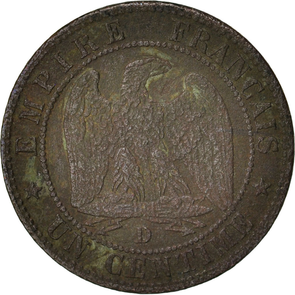 France, Napoleon III, Centime, 1854, Lyons, VF(20-25), Bronze,KM 775.4,Gaodury86