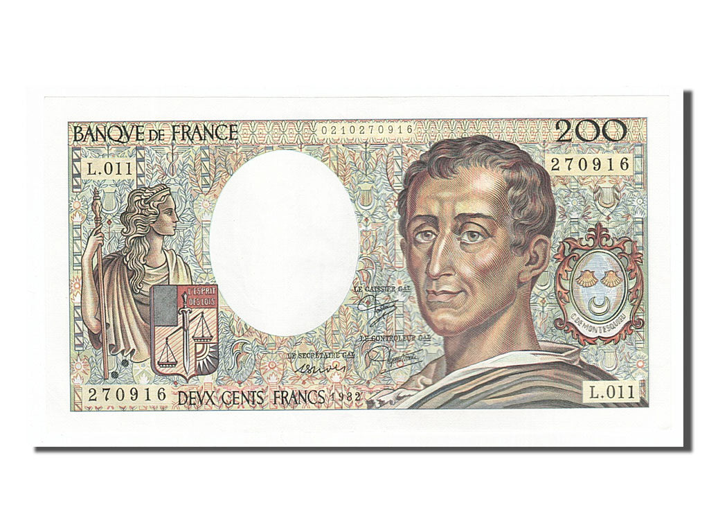 Banknote, France, 200 Francs, 200 F 1981-1994 ''Montesquieu'', 1982, UNC(63)