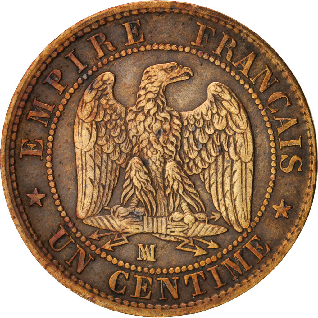 France, Napoleon III, Centime, 1854, Marseille, VF(20-25), Bronze, KM 775.6