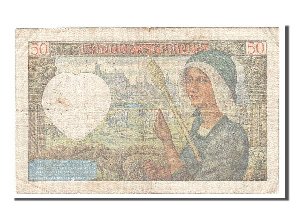 Geldschein, Frankreich, 50 Francs, 50 F 1940-1942 ''Jacques Coeur'', 1941