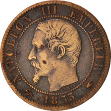 Frankreich, Napoleon III, Centime, 1855, Paris, VF(20-25), Bronze, KM 775.1