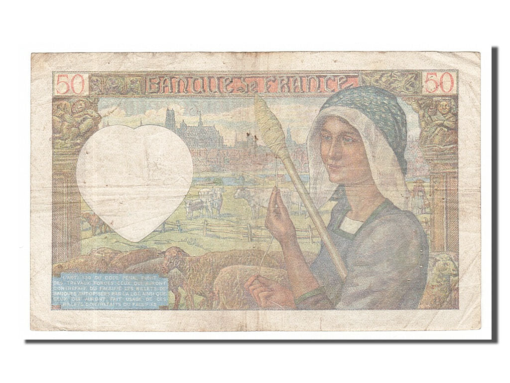 Banknot, Francja, 50 Francs, Jacques Coeur, 1940, 1940-06-13, VF(20-25)