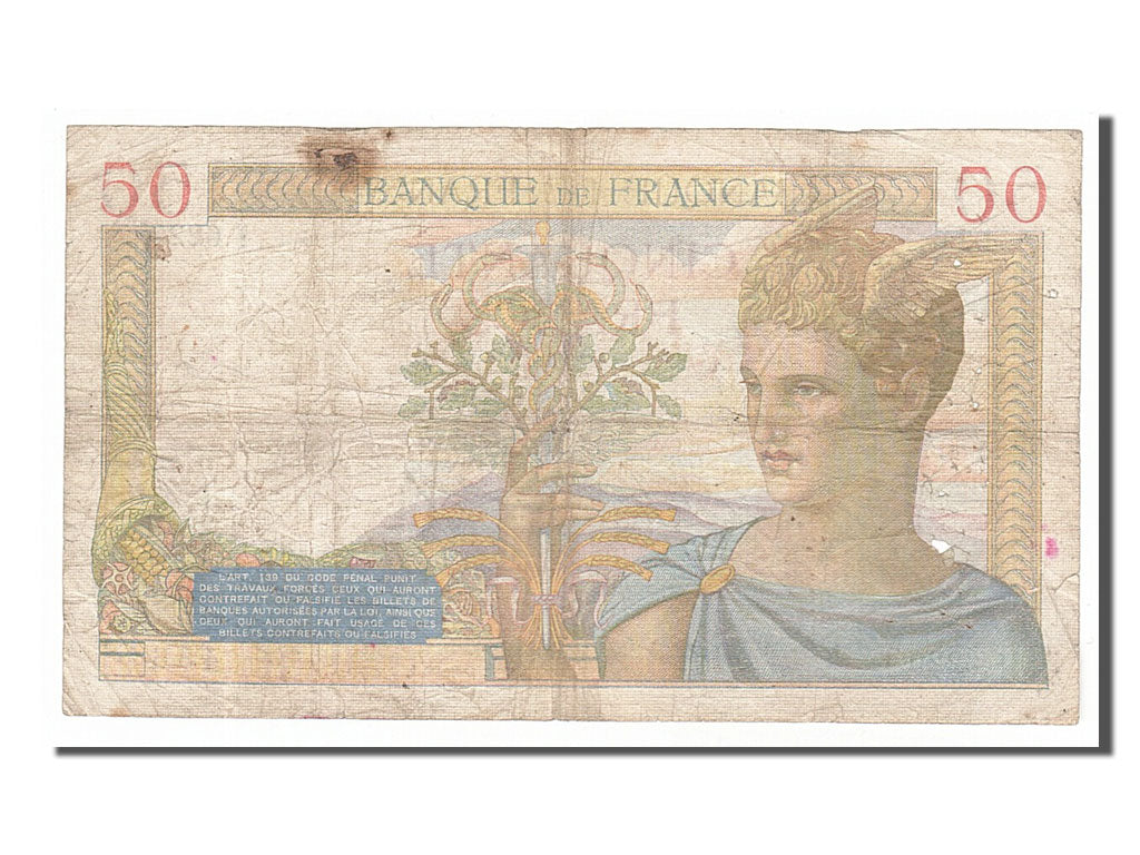 France, 50 Francs, 50 F 1934-1940 ''Cérès'', 1937, KM #85a, 1937-05-13, F(12-15)